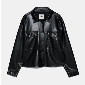 Faux Leather Overshirt Zara